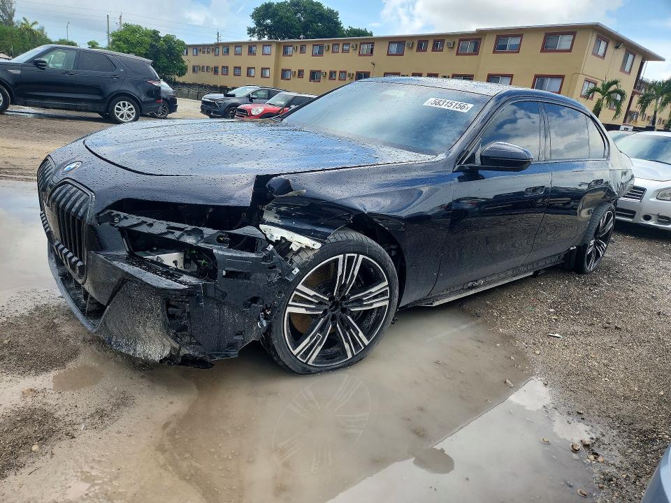 2025 BMW I7 VIN WBY53EJ05SCV16931 COPART salvage auction — FRONT END, Fl - Cert Of Title Slvg Rebuildable, sold $39,000 on 2026-08-28 (photo 1)