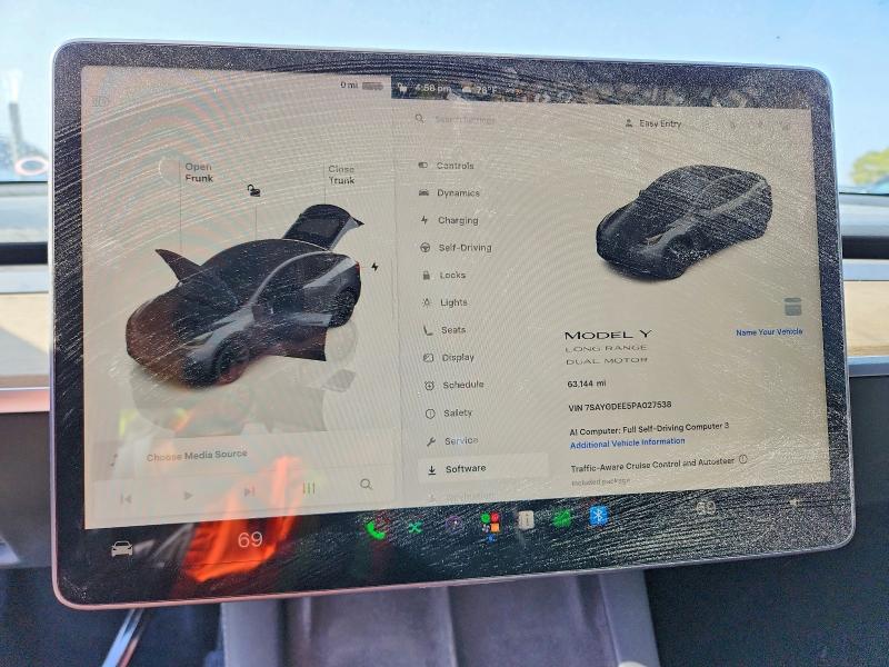 2023 Tesla Model y VIN 7SAYGDEE5PA027538 COPART salvage auction — REAR END, Ca - Salvage Certificate, sold $8,200 on 2026-07-02 (photo 9)