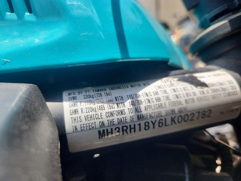 2020 Yamaha Yzfr3 VIN MH3RH18Y6LK002782 COPART salvage auction — FRONT END, Tx - Salvage Vehicle Title, sold $1,150 on 2026-07-16 (photo 9)