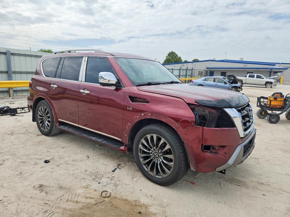 2021 Nissan Armada VIN JN8AY2DA3M9372725 COPART salvage auction — FRONT END, Fl - Cert Of Title Slvg Rebuildable, sold $13,600 on 2026-07-08 (photo 4)