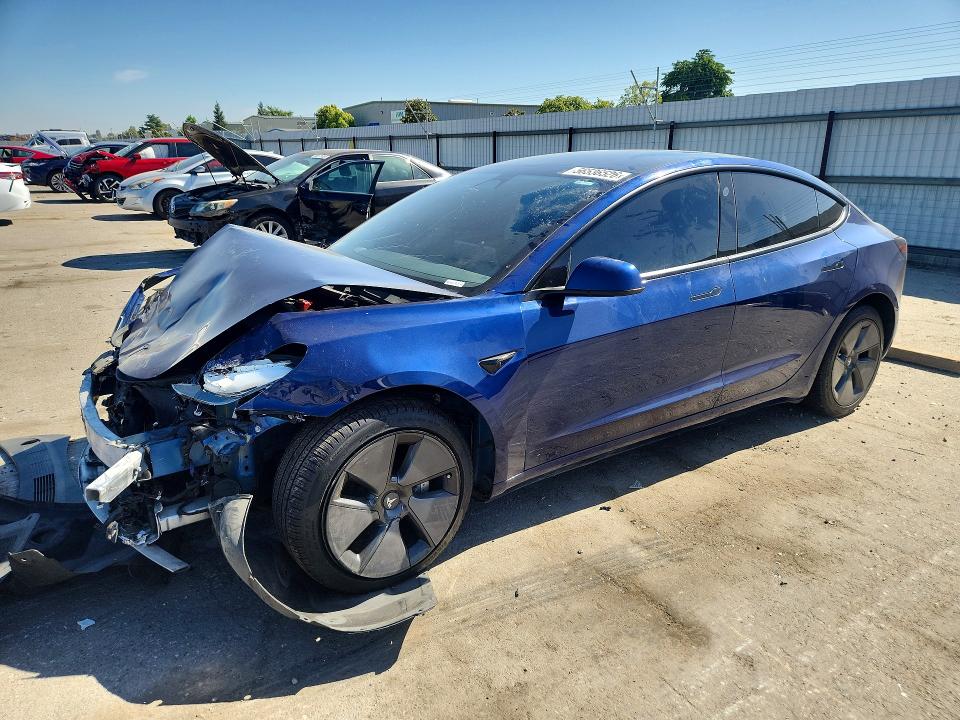 2021 Tesla Model 3 VIN 5YJ3E1EA3MF919536 COPART salvage auction — FRONT END, Ca - Salvage Certificate, sold $3,750 on 2026-07-24 (photo 1)