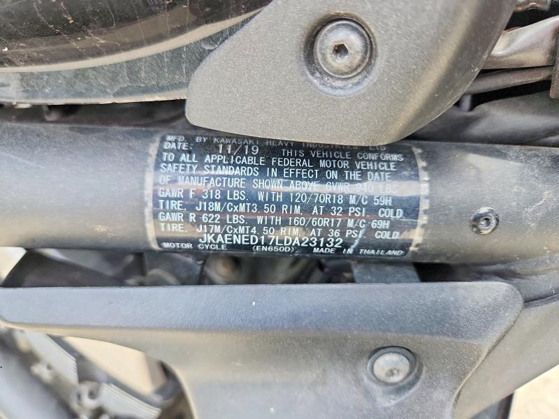 2020 Kawasaki Er VIN JKAENED17LDA23132 COPART salvage auction — FRONT END, Id - Salvage Certificate Of Title, sold $1,150 on 2026-07-30 (photo 9)