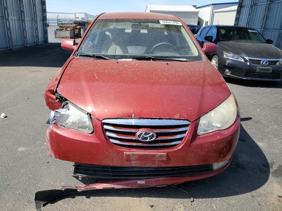 2010 Hyundai Elantra VIN KMHDU4AD3AU843890 COPART salvage auction — FRONT END, Ca - Salvage Certificate, sold $825 on 2026-07-20 (photo 5)