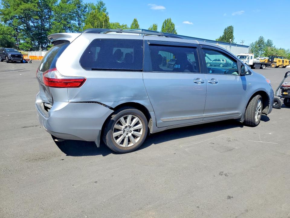 2017 Toyota Sienna VIN 5TDJZ3DC0HS186762 COPART salvage auction — REAR END, Or - Salvage Title Certificate, sold $7,000 on 2026-07-22 (photo 3)