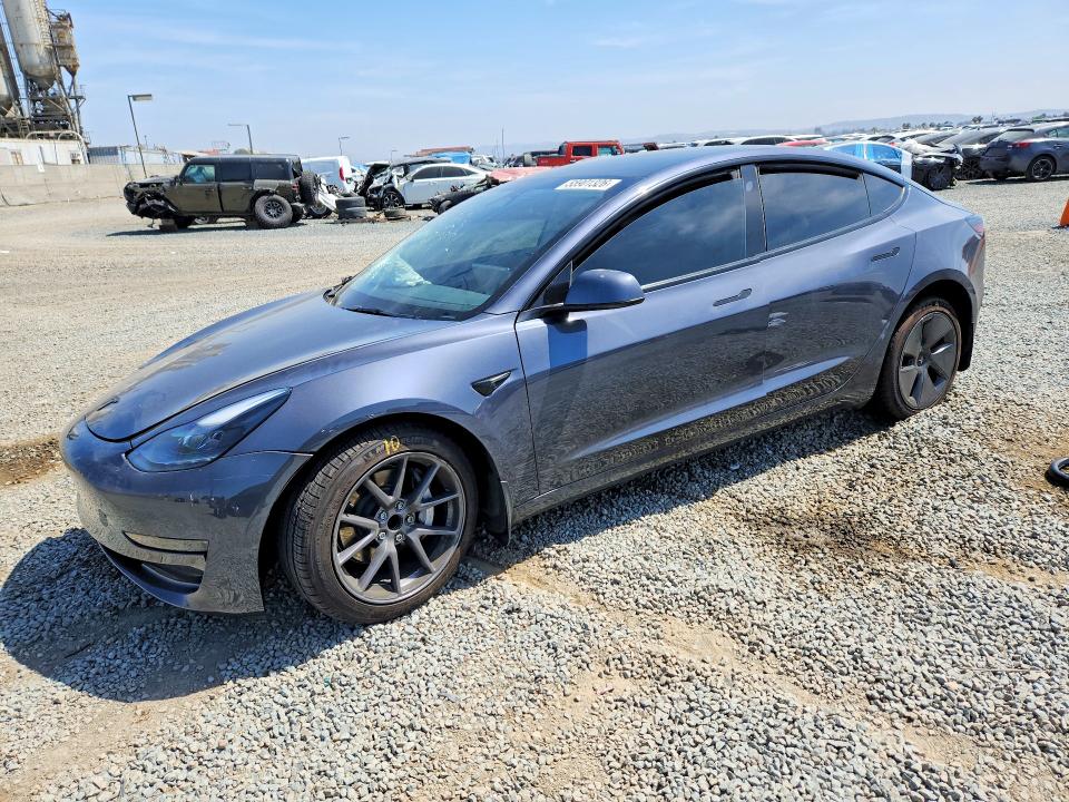 2023 Tesla Model 3 VIN 5YJ3E1EA9PF593956 COPART salvage auction — FRONT END, Ca - Salvage Certificate, sold $5,900 on 2026-07-24 (photo 1)