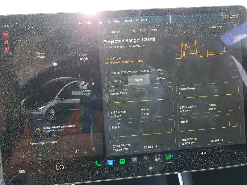 2019 Tesla Model 3 VIN 5YJ3E1EB7KF434659 COPART salvage auction — FRONT END, Fl - Cert Of Title Slvg Rebuildable, sold $6,800 on 2026-07-31 (photo 9)