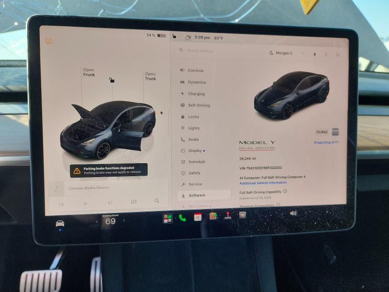 2024 Tesla Model y VIN 7SAYGDEF6RF022203 COPART salvage auction — ALL OVER, CA - SALVAGE CERTIFICATE, sold $500 on 2026-07-28 (photo 9)
