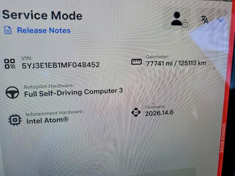 2021 Tesla Model 3 VIN 5YJ3E1EB1MF048452 COPART salvage auction — REAR END, Az - Cert Of Title - Salvage, sold $7,400 on 2026-07-10 (photo 9)