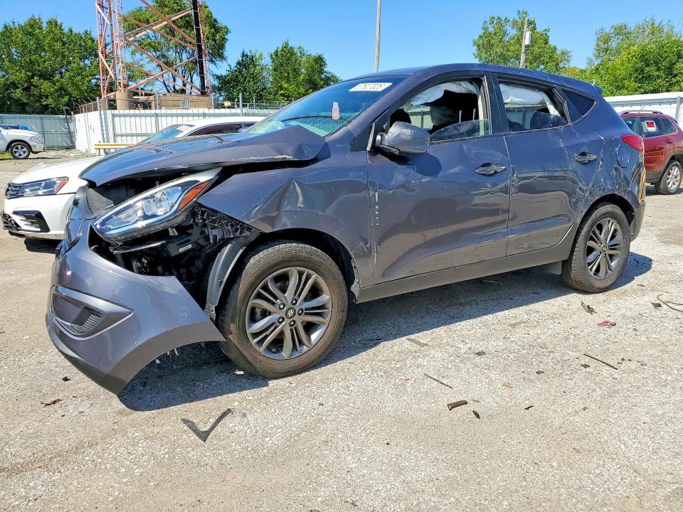 2014 Hyundai Tucson VIN KM8JTCAF0EU940763 COPART salvage auction — FRONT END, IN - CERT OF TITLE-SALVAGE TITLE, sold $825 on 2026-07-27 (photo 1)