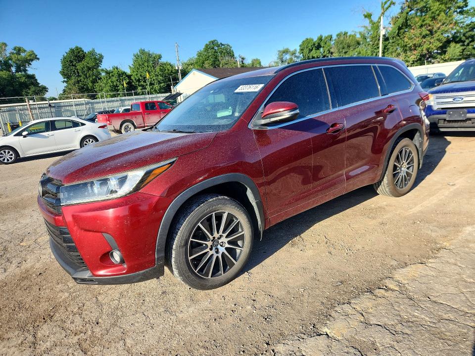 2017 Toyota Highlander VIN 5TDJZRFH8HS372058 COPART salvage auction — HAIL, Ks - Cert Of Title-Salvage, sold $11,100 on 2026-07-08 (photo 1)