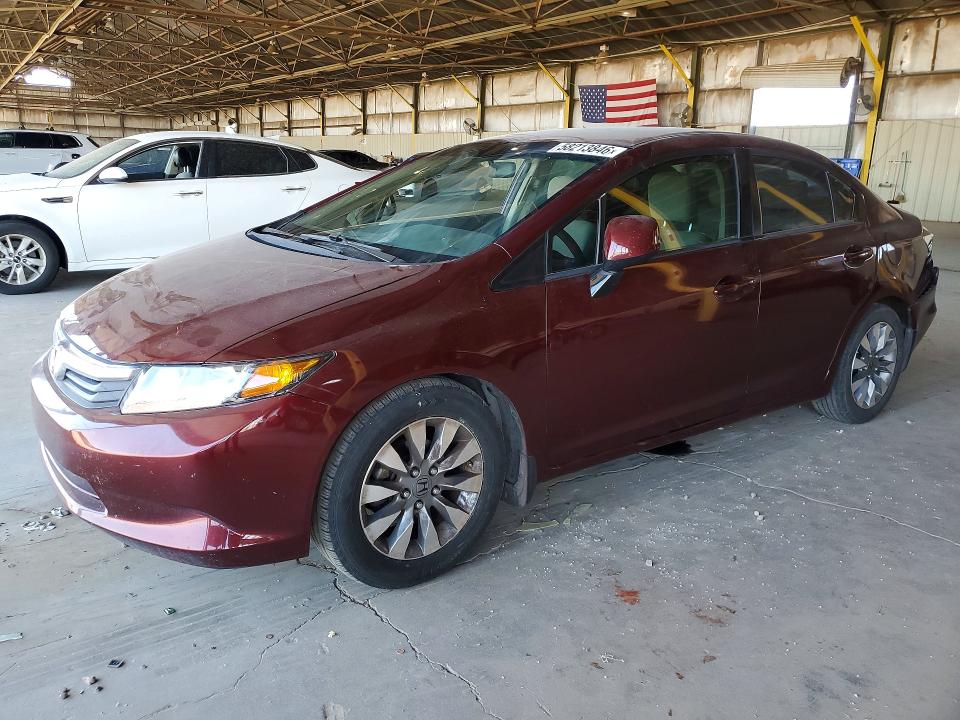 2012 Honda Civic VIN 2HGFB2F50CH612591 COPART salvage auction — REAR END, Az - Cert Of Title - Salvage, sold $2,050 on 2026-07-06 (photo 1)