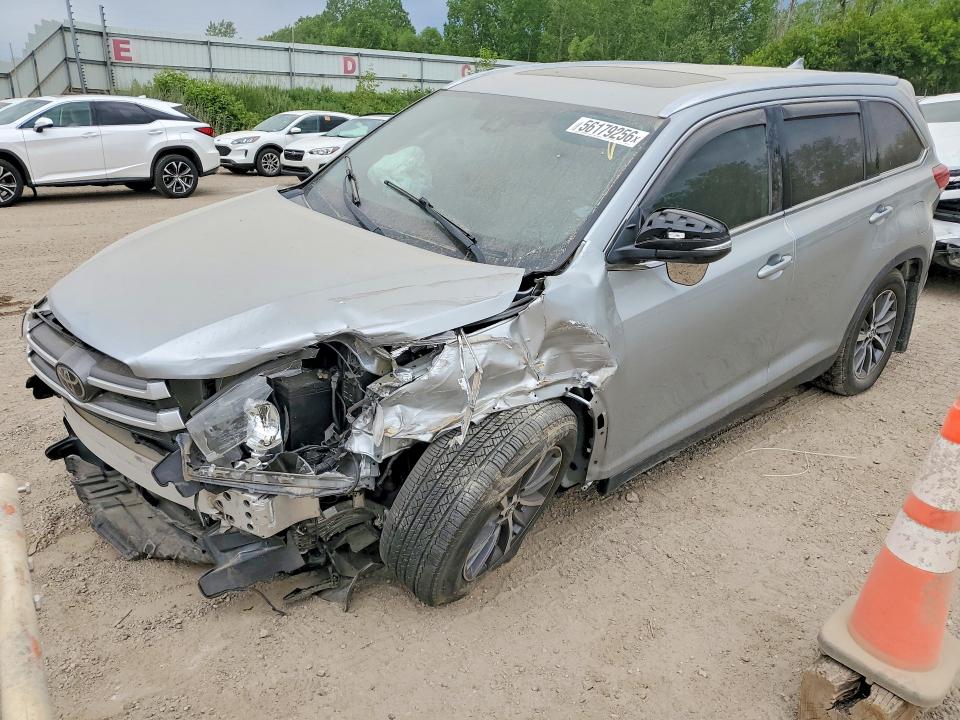2019 Toyota Highlander VIN 5TDKZRFH0KS571911 COPART salvage auction — FRONT END, MI - CERTIFICATE OF TITLE, sold $200 on 2026-07-29 (photo 1)