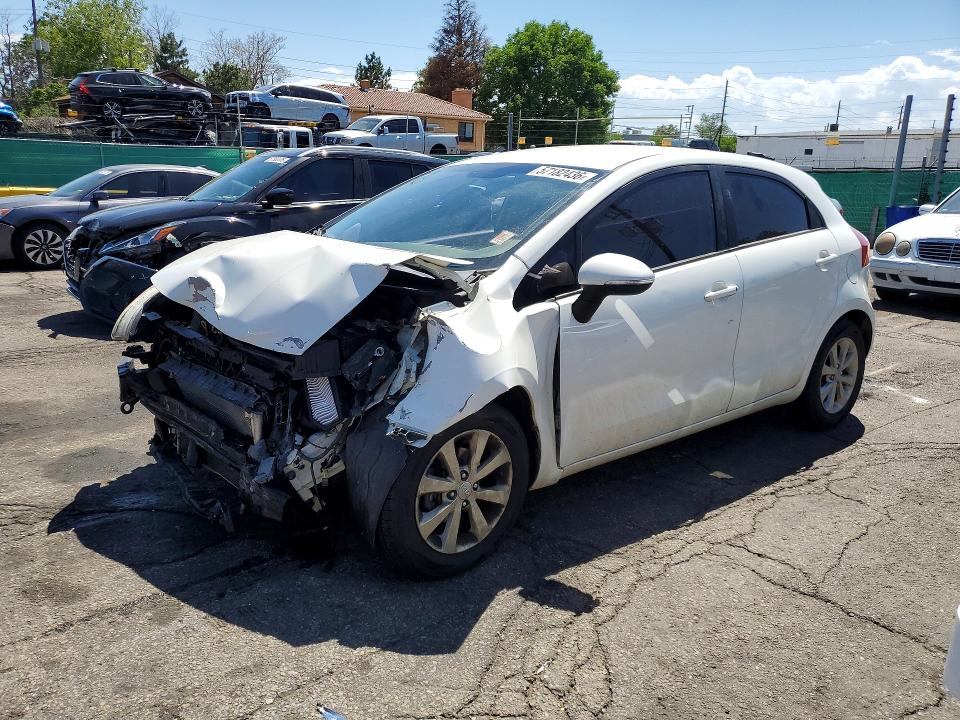 2013 Kia Rio VIN KNADN5A39D6137463 COPART salvage auction — FRONT END, Co - Salvage Title, sold $300 on 2026-07-14 (photo 1)
