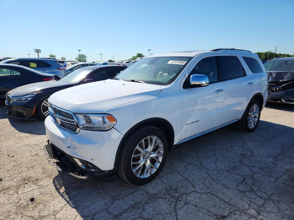 2015 Dodge Durango VIN 1C4SDJET1FC849566 COPART salvage auction — FRONT END, IN - CERT OF TITLE-SALVAGE TITLE, sold $4,700 on 2026-07-31 (photo 1)