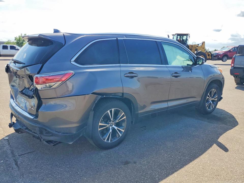 2016 Toyota Highlander VIN 5TDJKRFH7GS339507 COPART salvage auction — REAR END, Mn - Cert Of Title-Salvage, sold $6,200 on 2026-07-09 (photo 3)