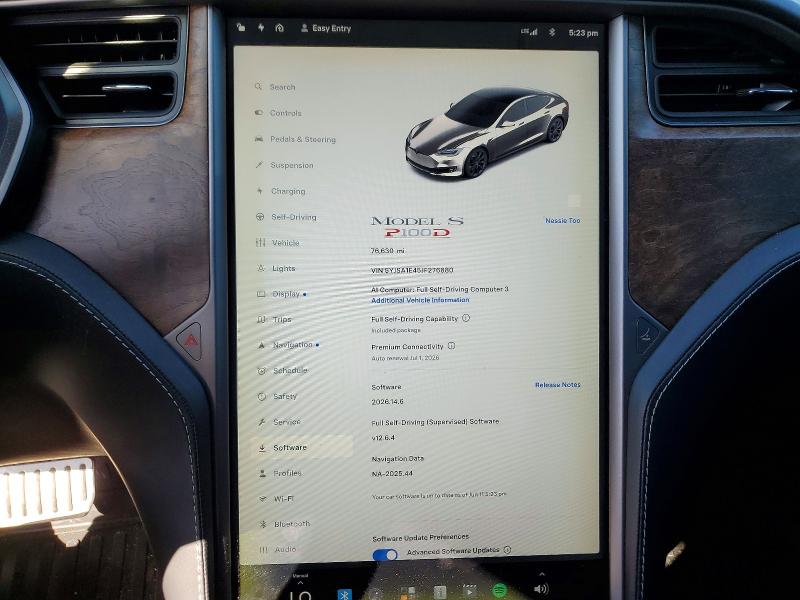 2018 Tesla Model s VIN 5YJSA1E45JF276880 COPART salvage auction — FRONT END, CA - SALVAGE CERTIFICATE, sold $1,350 on 2026-07-24 (photo 9)