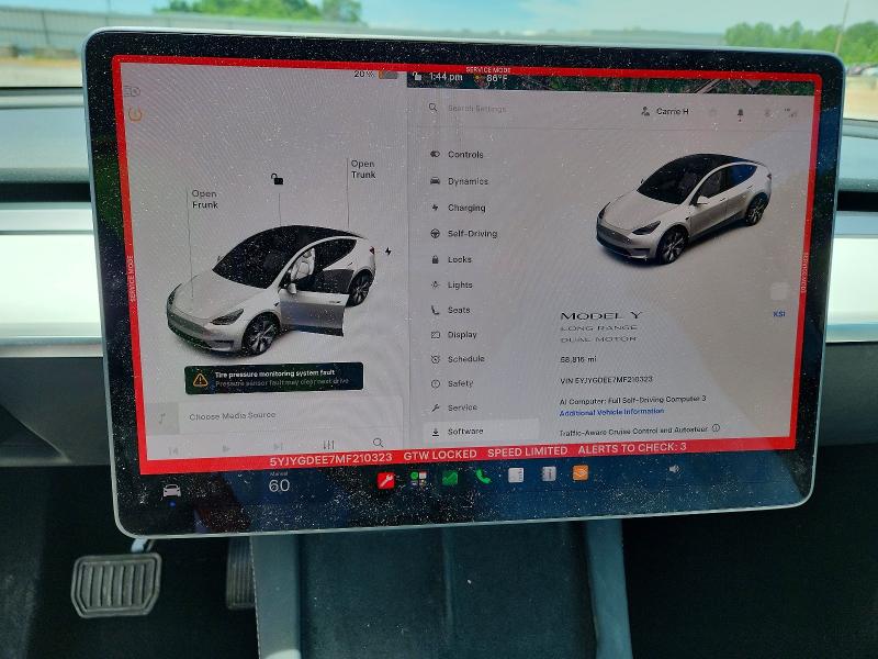 2020 Tesla VIN 5YJYGDEE7MF210323 COPART salvage auction — SIDE, Il - Salvage Certificate, sold $16,000 on 2026-07-31 (photo 9)