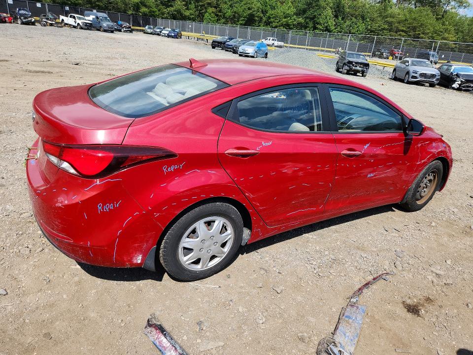 2016 Hyundai Elantra VIN KMHDH4AE2GU489687 COPART salvage auction — FRONT END, Md - Cert Of Salvage > 75% Damage, sold $2,200 on 2026-07-31 (photo 3)