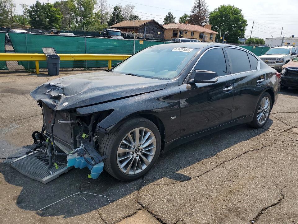 2019 Infiniti Q50 VIN JN1EV7AR6KM593116 COPART salvage auction — FRONT END, Co - Public - Salvage Title, sold $2,550 on 2026-07-23 (photo 1)