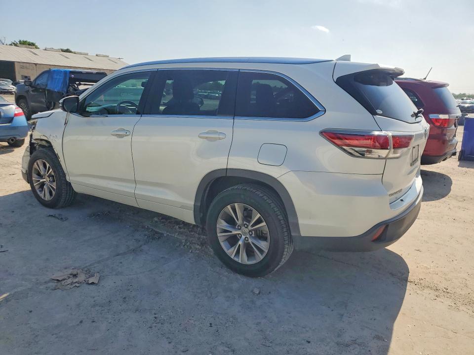 2014 Toyota Highlander VIN 5TDKKRFH6ES030368 COPART salvage auction — FRONT END, Tx - Salvage Vehicle Title, sold $7,400 on 2026-07-07 (photo 2)