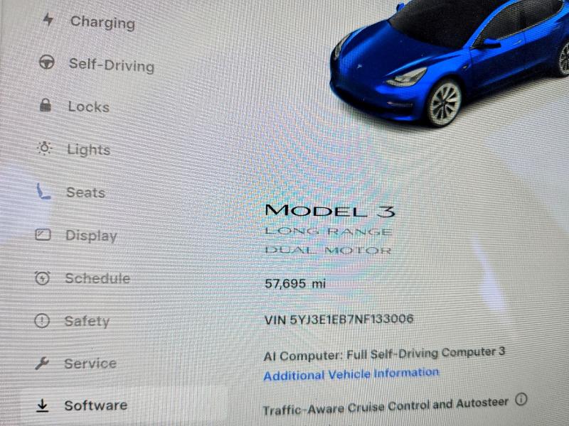 2022 Tesla Model 3 VIN 5YJ3E1EB7NF133006 COPART salvage auction — MINOR DENT/SCRATCHES, Az - Cert Of Title - Salvage, sold $9,000 on 2026-07-14 (photo 9)
