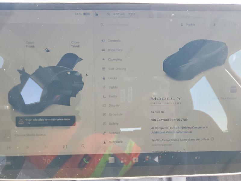2024 Tesla VIN 7SAYGDEF9RF050786 COPART salvage auction — REAR END, CA - SALVAGE CERTIFICATE, sold $10,800 on 2026-07-24 (photo 9)