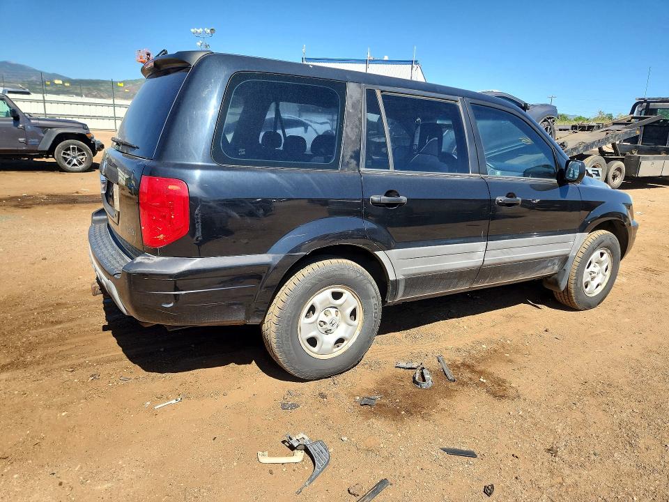 2003 Honda Pilot VIN 2HKYF18193H537607 COPART salvage auction — HAIL, Co - Dis/Dlr/Exp Only Clean Title, sold $525 on 2026-07-08 (photo 3)