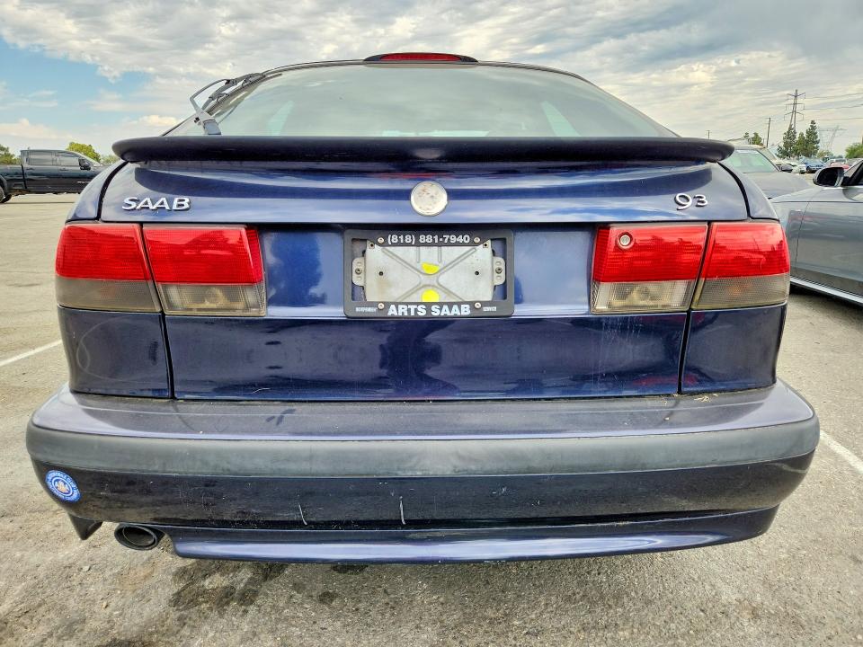 1999 Saab 9-3 VIN YS3DD58NXX2050950 COPART salvage auction — MINOR DENT/SCRATCHES, CA - APP FOR DUP CLEAN OR AC, sold $150 on 2026-08-13 (photo 6)