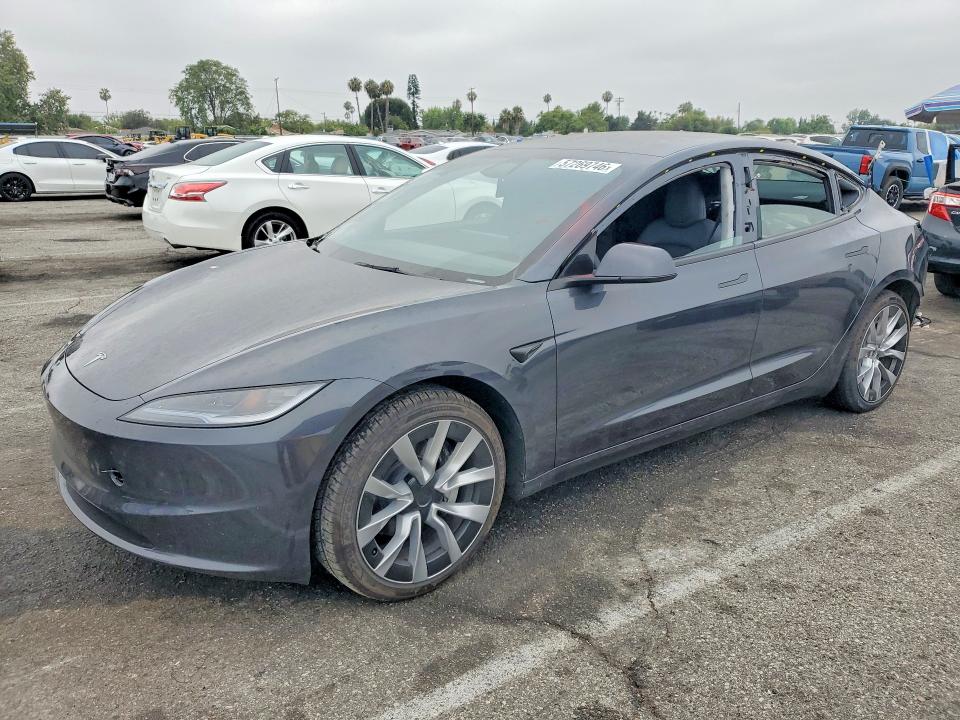 2025 Tesla VIN 5YJ3E1EA6SF080057 COPART salvage auction — REAR END, Ca - Salvage Certificate, sold $14,700 on 2026-07-24 (photo 1)