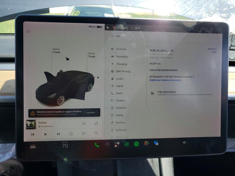 2021 Tesla Model 3 VIN 5YJ3E1EB0MF983543 COPART salvage auction — SIDE, In - Cert Of Title-Salvage Title, sold $4,600 on 2026-07-28 (photo 9)