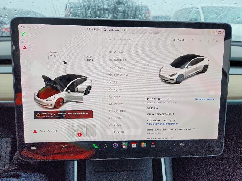 2019 Tesla Model 3 VIN 5YJ3E1EA0KF484827 COPART salvage auction — SIDE, IL - SALVAGE CERTIFICATE, sold $6,200 on 2026-07-28 (photo 9)