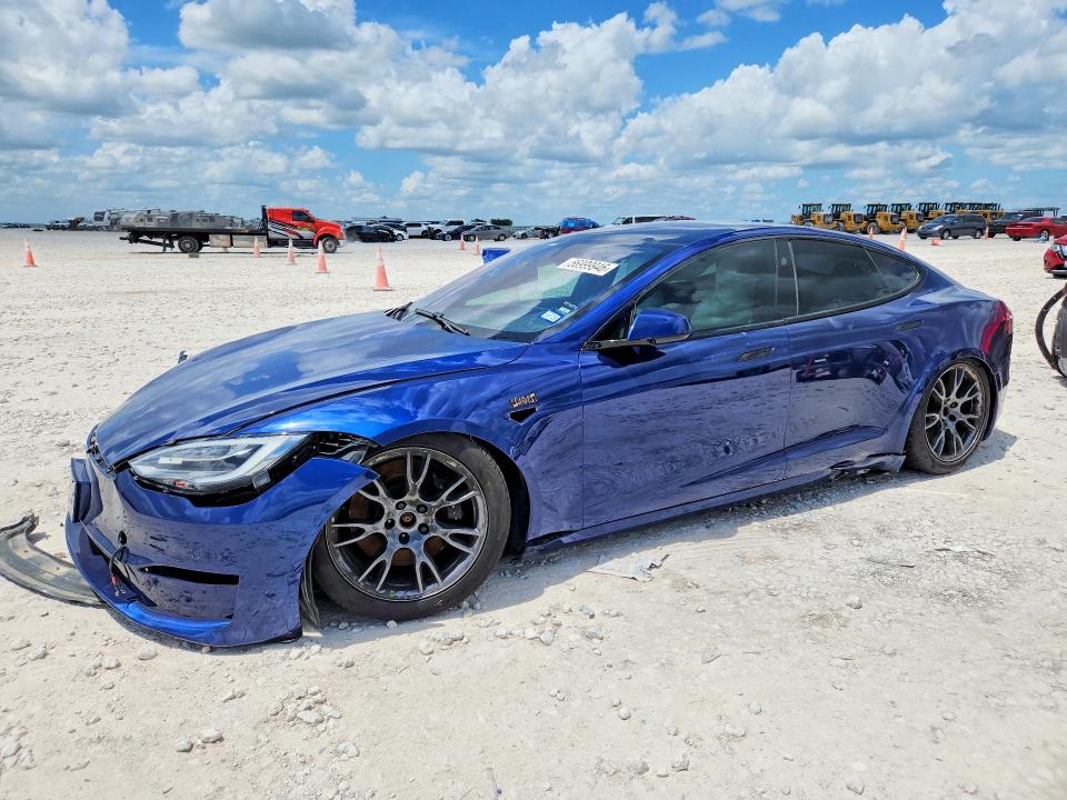 2021 Tesla Model s VIN 5YJSA1E60MF454393 COPART salvage auction — FRONT END, Tx - Salvage Vehicle Title, sold $12,900 on 2026-07-23 (photo 1)