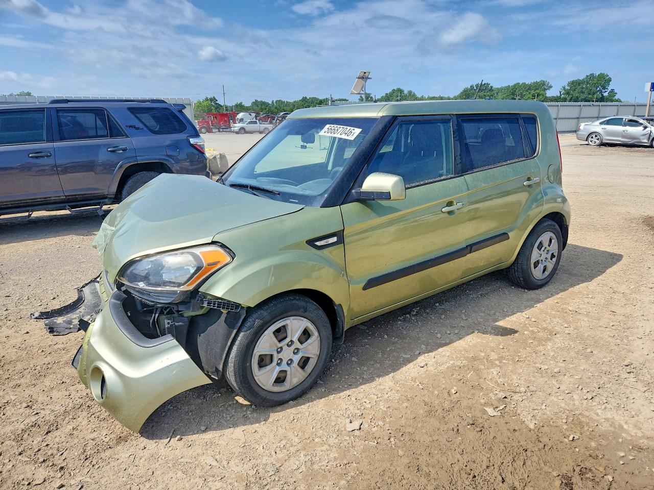 2013 Kia Soul VIN KNDJT2A52D7628589 COPART salvage auction — Front End, KS - CERT OF TITLE-SALVAGE, sold $525 on 2026-07-09 (photo 1)