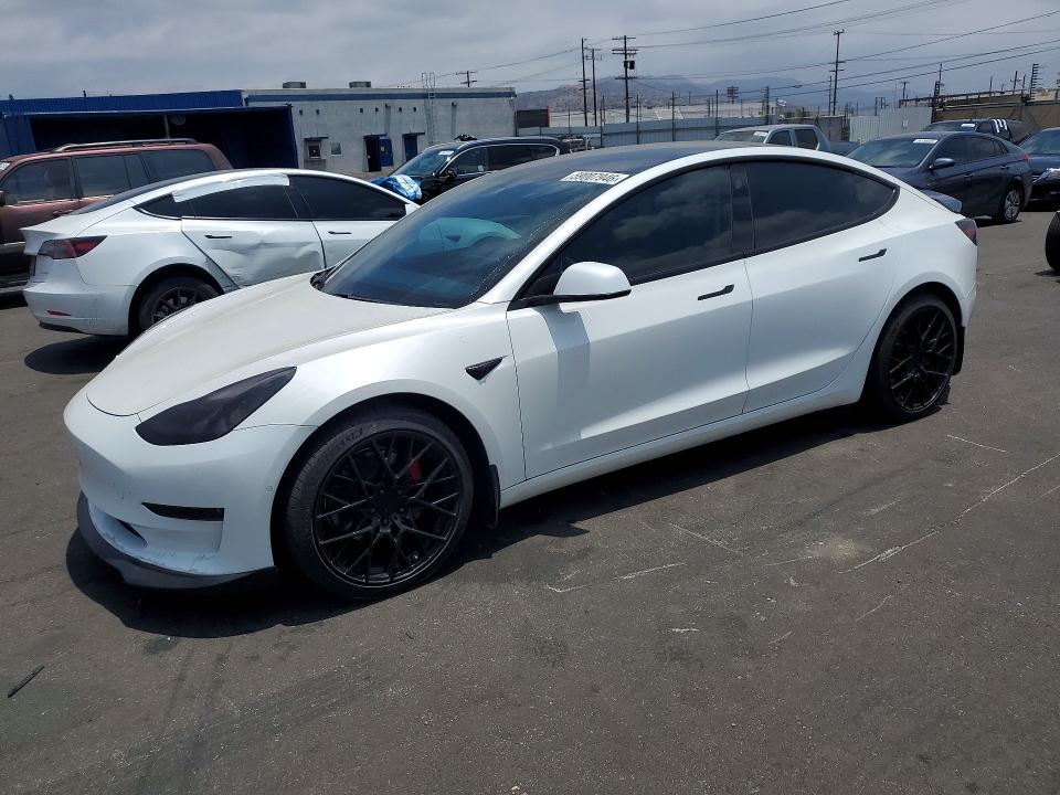 2021 Tesla Model 3 VIN 5YJ3E1EB2MF044720 COPART salvage auction — REAR END, Ca - Salvage Certificate, sold $7,500 on 2026-07-08 (photo 1)