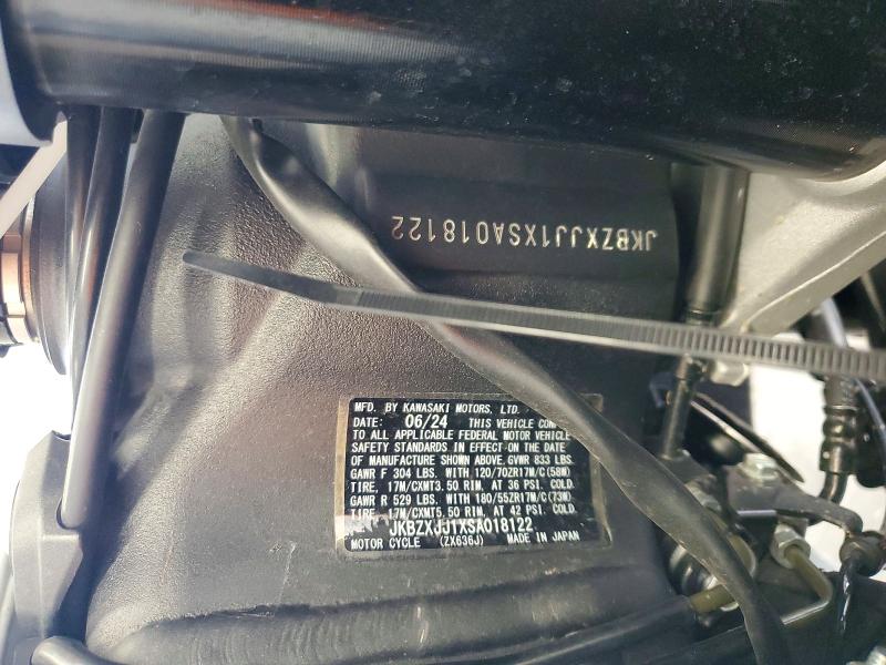 2025 Kawasaki Ninja VIN JKBZXJJ1XSA018122 COPART salvage auction — FRONT END, WA - BILL OF SALE, sold $2,600 on 2026-07-30 (photo 9)