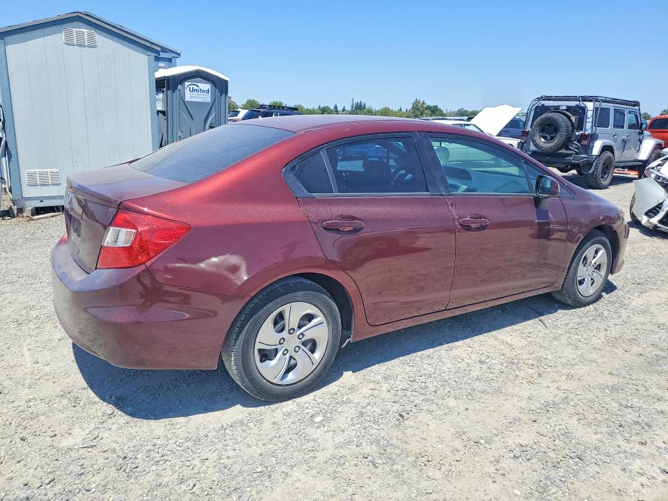 2012 Honda Civic VIN 2HGFB2E55CH553524 COPART salvage auction — REAR END, Ca - Salvage Certificate, sold $2,200 on 2026-07-02 (photo 3)
