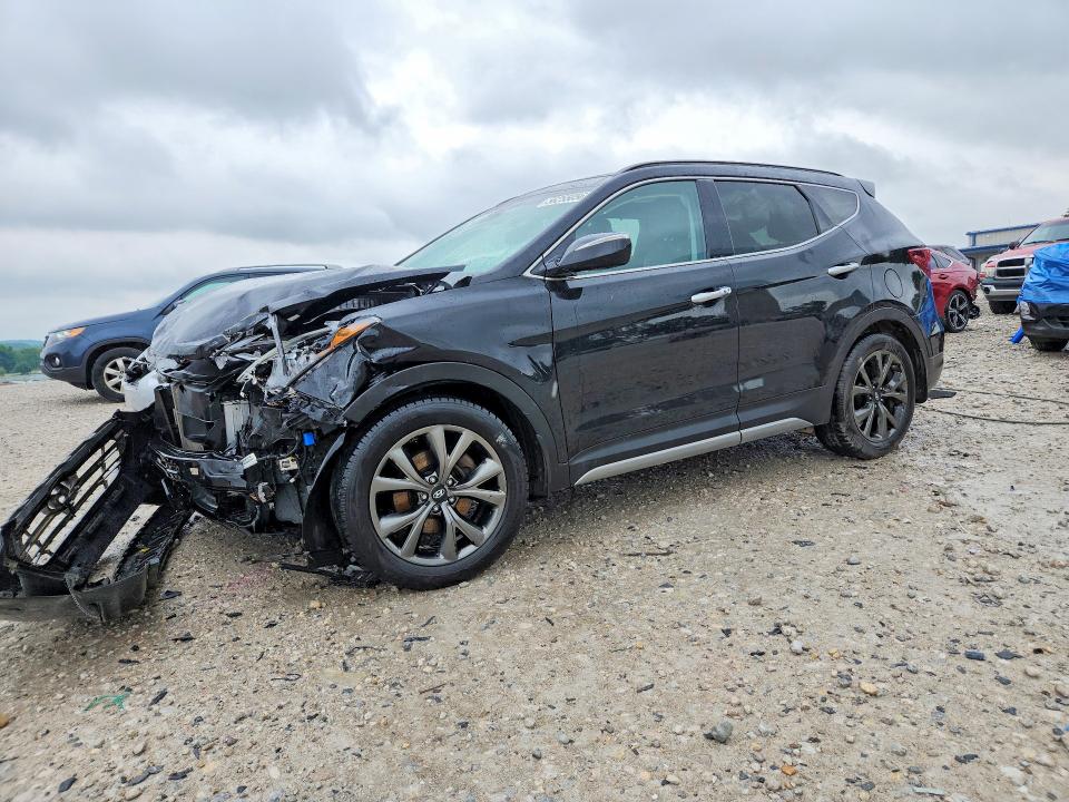 2018 Hyundai Santa fe VIN 5XYZWDLA4JG554302 COPART salvage auction — FRONT END, Mi - Certificate Of Title, sold $250 on 2026-07-23 (photo 1)
