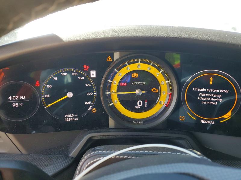 2022 Porsche 911 VIN WP0AC2A93NS268735 COPART salvage auction — FRONT END, Fl - Cert Of Title Slvg Rebuildable, sold $130,000 on 2026-08-13 (photo 9)
