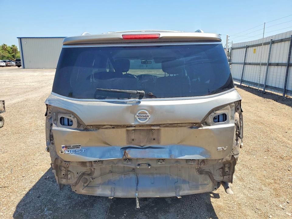 2012 Nissan Quest VIN JN8AE2KP6C9050787 COPART salvage auction — REAR END, TX - SALVAGE VEHICLE TITLE (P), sold $300 on 2026-07-08 (photo 6)
