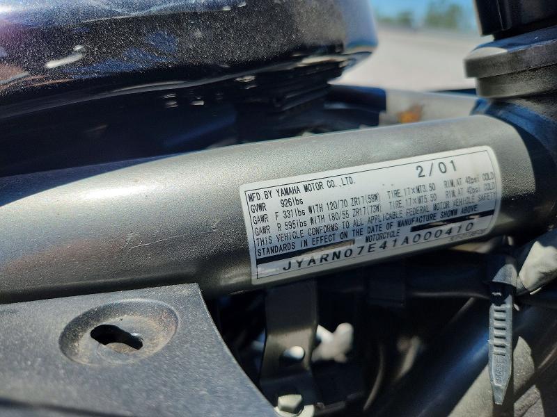2001 Yamaha Fzs10 VIN JYARN07E41A000410 COPART salvage auction — REAR END, IL - DEALER ONLY CLEAN TITLE, sold $700 on 2026-07-02 (photo 9)