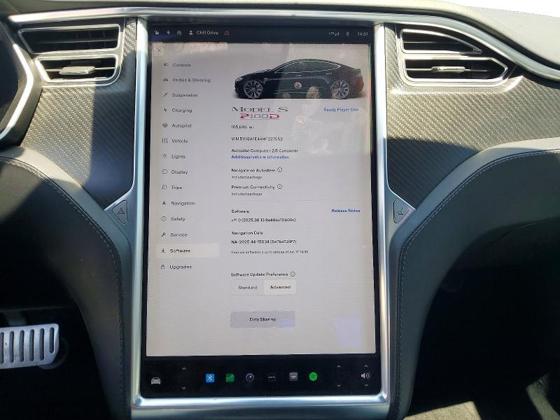 2017 Tesla Model s VIN 5YJSA1E44HF227552 COPART salvage auction — FRONT END, Ca - Salvage Certificate, sold $11,300 on 2026-07-08 (photo 9)