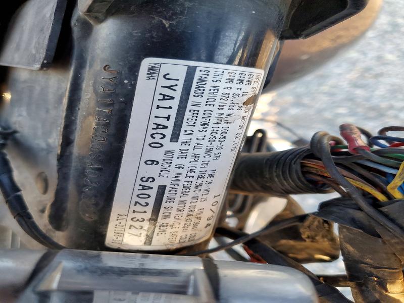 1995 Yamaha VIN JYA1TAC06SA021327 COPART salvage auction — FRONT END, Ca - Salvage Certificate, sold $10 on 2026-07-16 (photo 8)