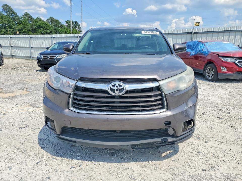 2015 Toyota Highlander VIN 5TDBKRFH9FS157195 COPART salvage auction — FRONT END, Mt - Certificate Of Title (P), sold $5,900 on 2026-08-01 (photo 5)