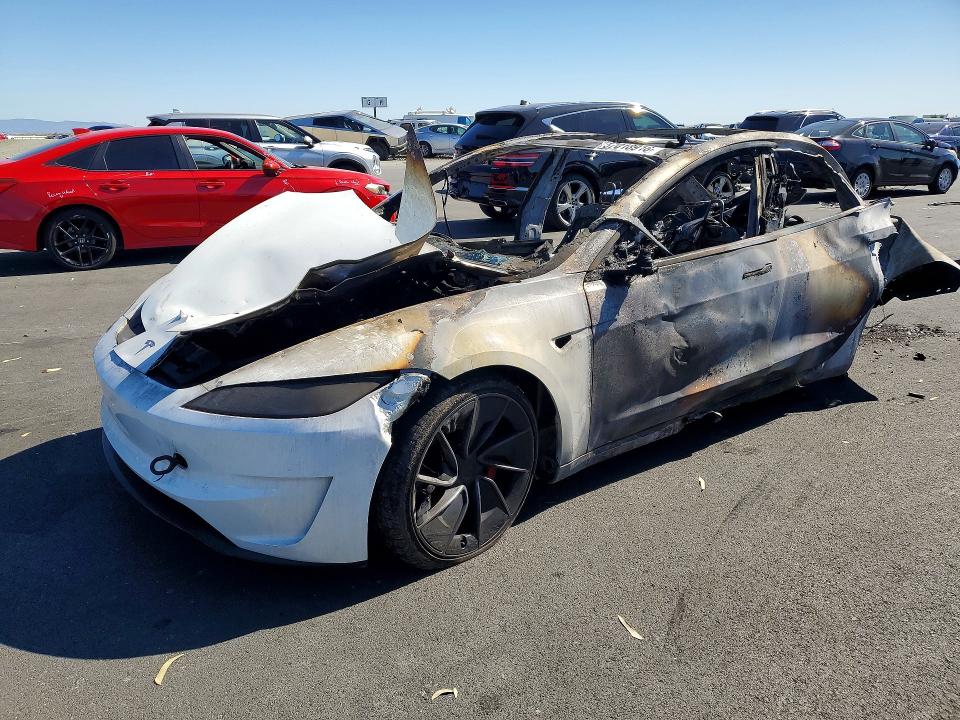 2025 Tesla Model 3 VIN 5YJ3E1ET1SF966501 COPART salvage auction — BURN, CA - NON-REPAIRABLE VEHICLE CERT, sold $150 on 2026-07-20 (photo 1)