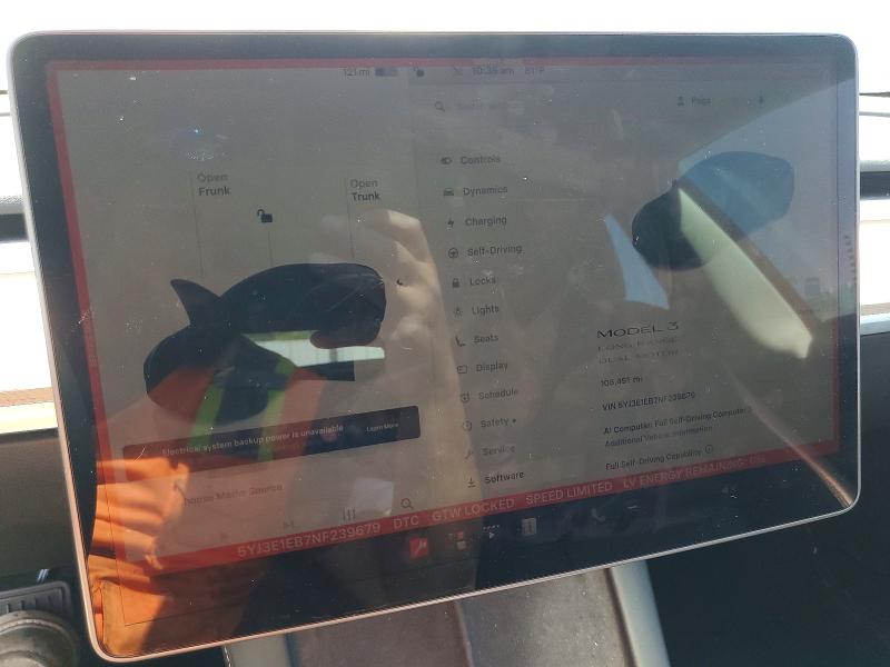 2022 Tesla Model 3 VIN 5YJ3E1EB7NF239679 COPART salvage auction — SIDE, Ca - Salvage Certificate, sold $6,400 on 2026-07-23 (photo 9)