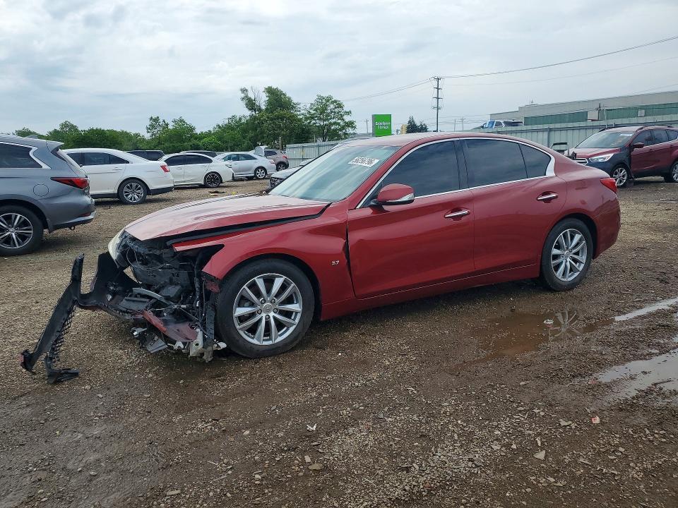 2014 Infiniti Q50 VIN JN1BV7AR9EM702661 COPART salvage auction — FRONT END, Il - Salvage Certificate, sold $575 on 2026-07-17 (photo 1)