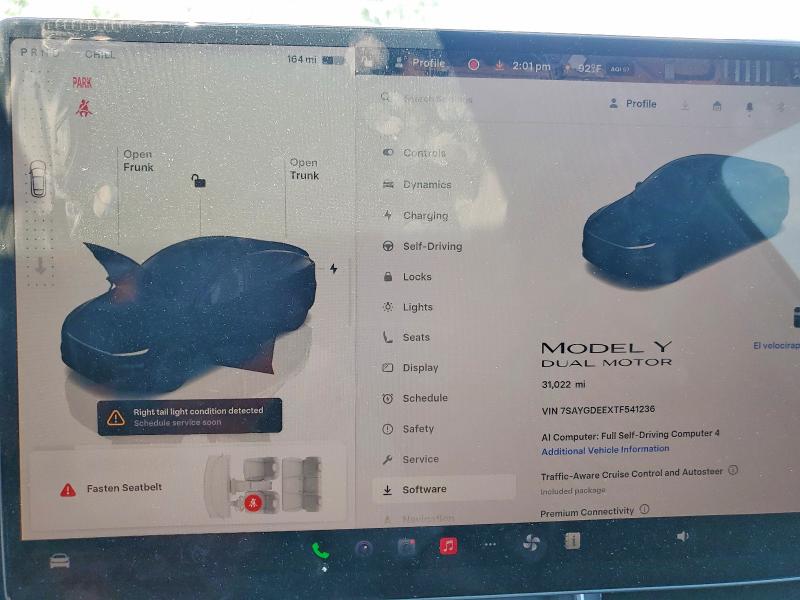 2026 Tesla Model y VIN 7SAYGDEEXTF541236 COPART salvage auction — FRONT END, Wa - Bill Of Sale, sold $17,600 on 2026-07-06 (photo 9)
