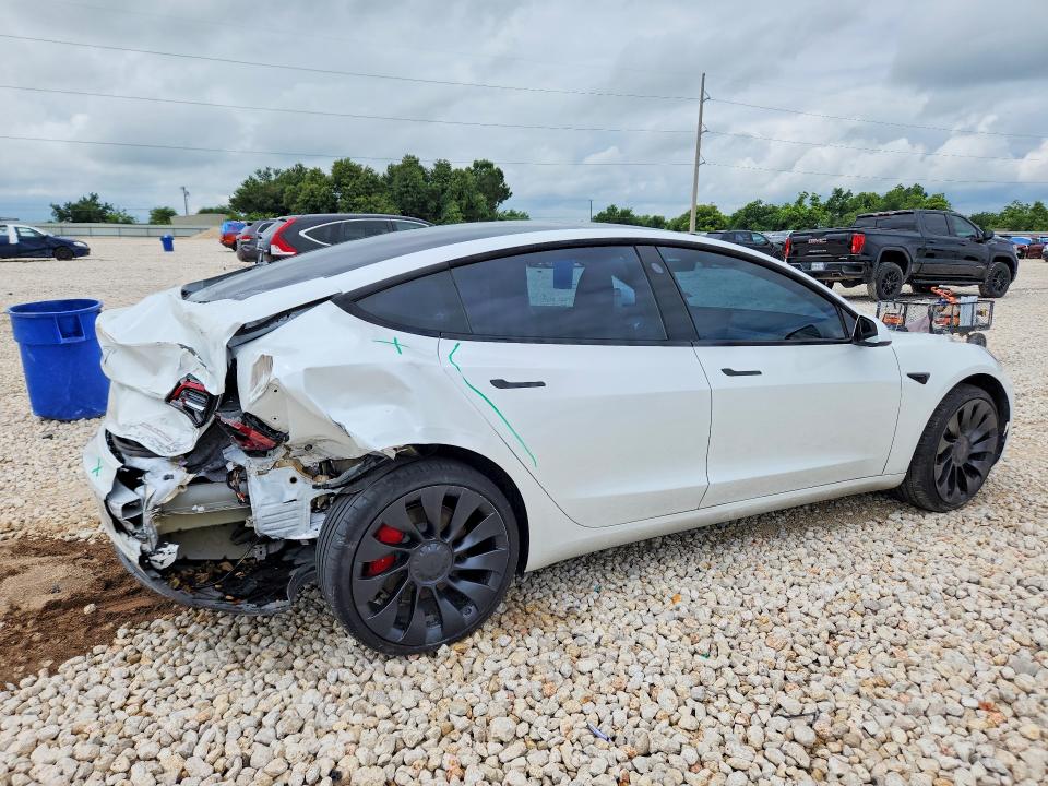 2023 Tesla VIN 5YJ3E1EC8PF503097 COPART salvage auction — REAR END, Tx - Salvage Vehicle Title, sold $2,500 on 2026-07-30 (photo 3)