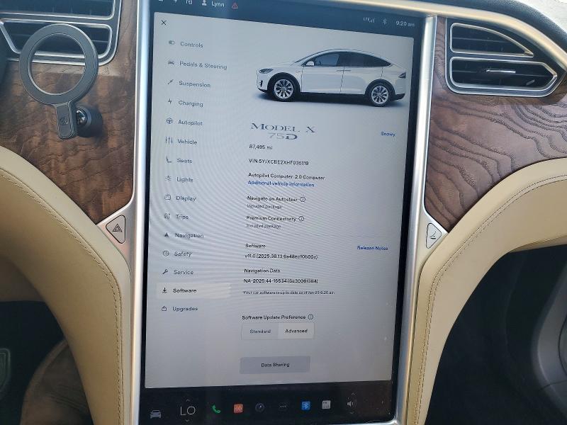 2017 Tesla VIN 5YJXCBE2XHF035119 COPART salvage auction — FRONT END, Salvage Title, sold $8,700 on 2026-09-05 (photo 9)