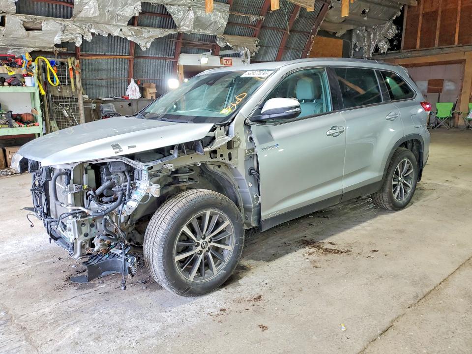 2019 Toyota Highlander VIN 5TDJGRFH0KS059552 COPART salvage auction — FRONT END, Ny - Mv-907A Salvage Certificate, sold $10,700 on 2026-07-06 (photo 1)